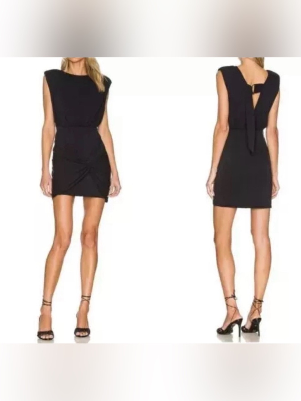 Free People Black Sleeveless Knot-Back Mini Dress